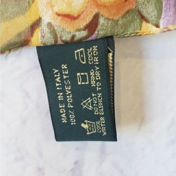 HARVE BENARD Floral Semi-Sheer Scarf Made In Italy Polyester - Picture 3 of 5